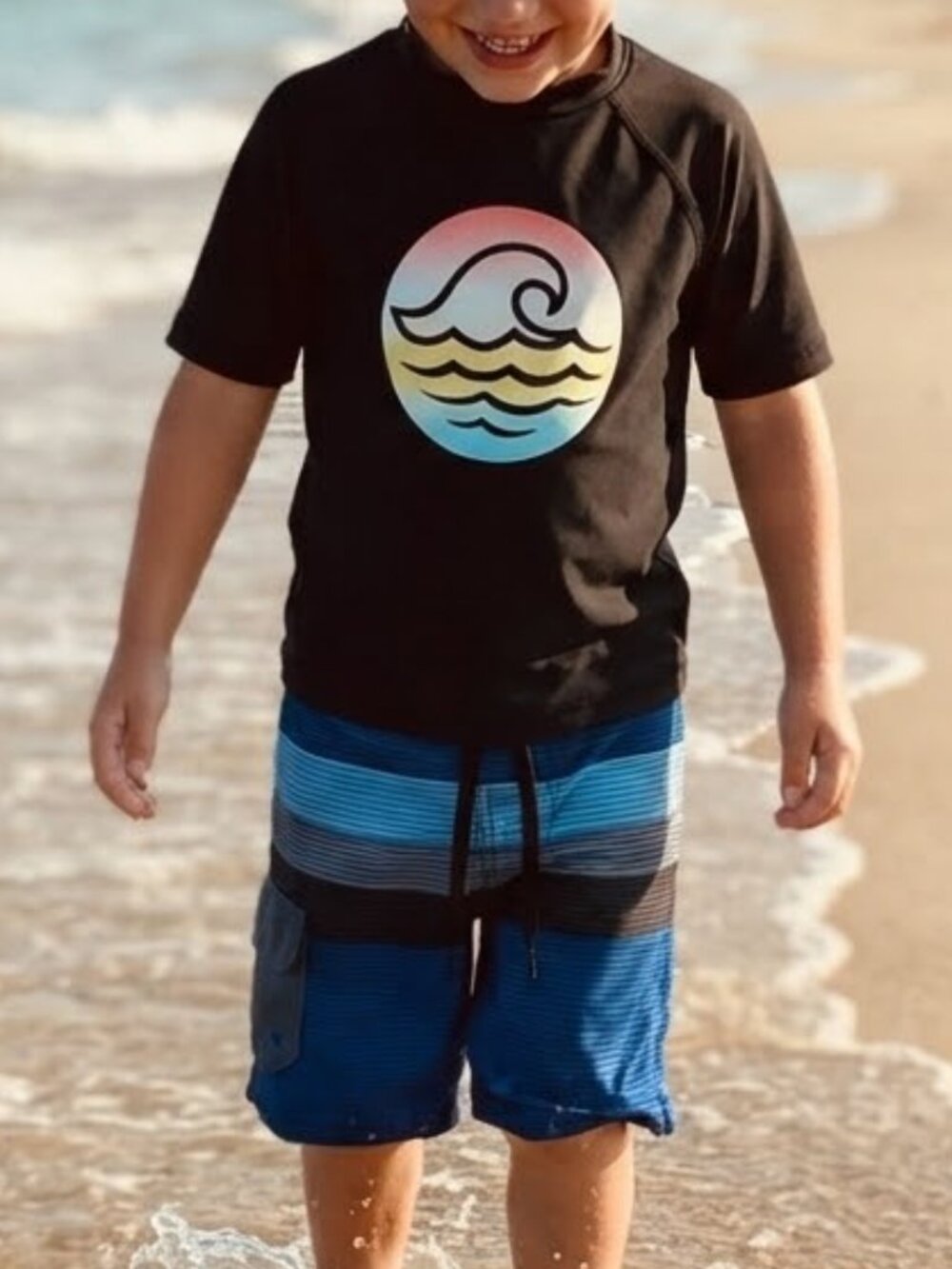 ART CLASS Boys Wave Sun Protection Rash Guard & Boardshorts Set Size 6